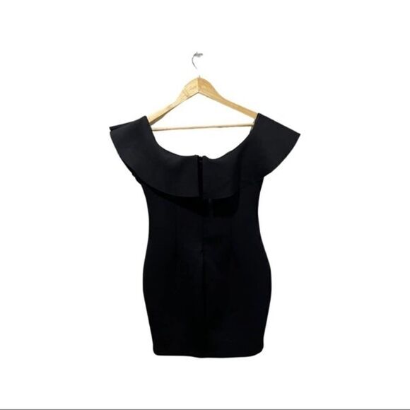 Guess black scuba ruffle bodycon dress size L - Picture 7 of 10